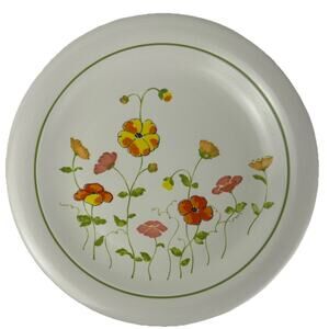 VTG Floral Platter Colorstone Nikko 12" Orange Yellow Floral Retro Plate